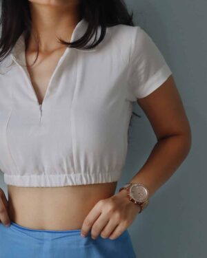 White collared crop-top